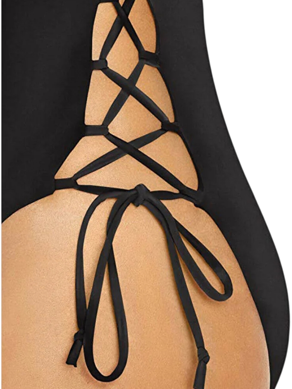 NWT The Bikini Lab Scoop Lace Up Side Ties Skimpy One Piece Swimsuit Black Small